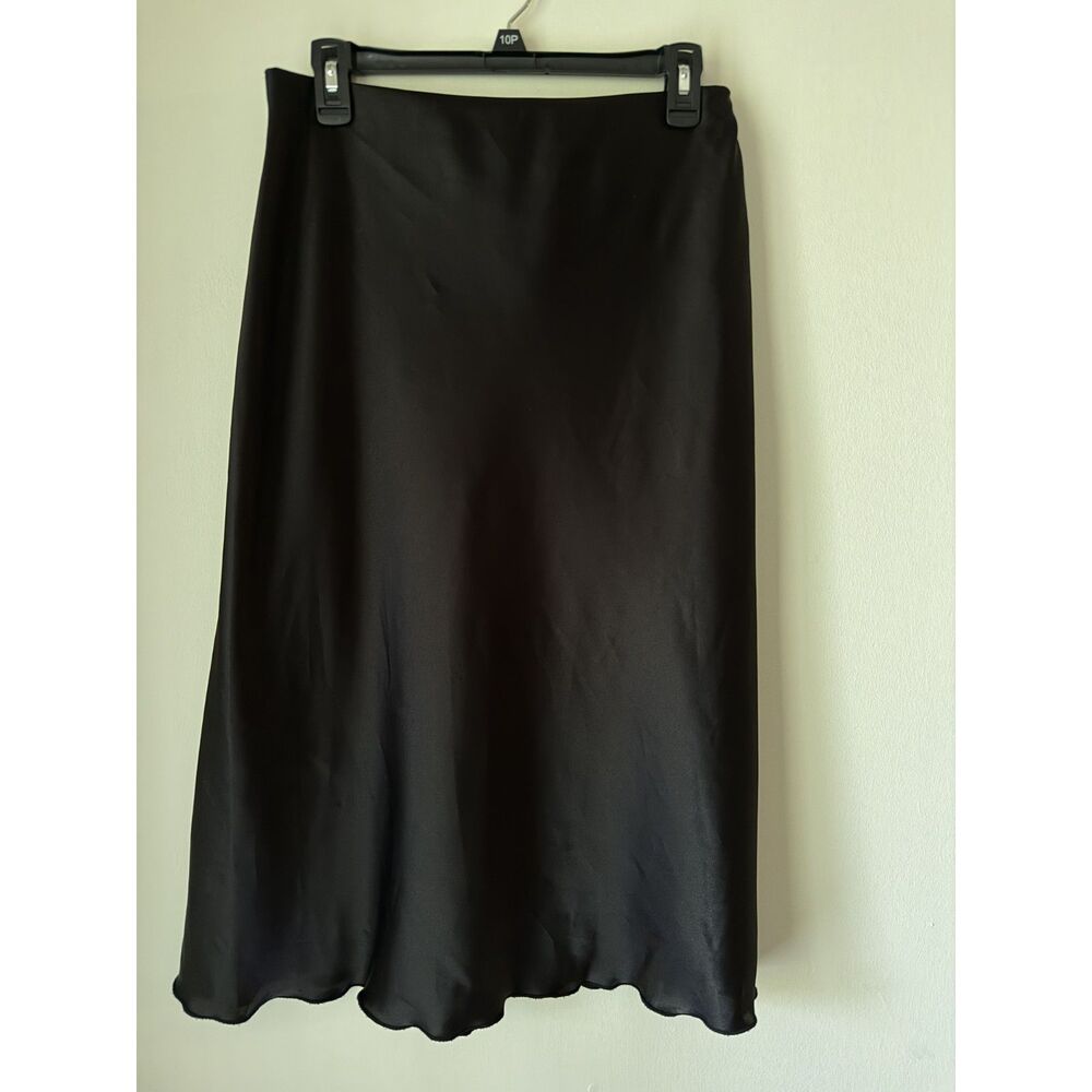 Nicole Miller Black Satin Midi Skirt
